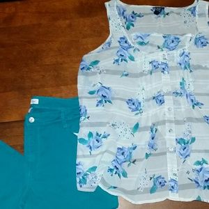 Torrid Shirt and Indigo Capri Outfit